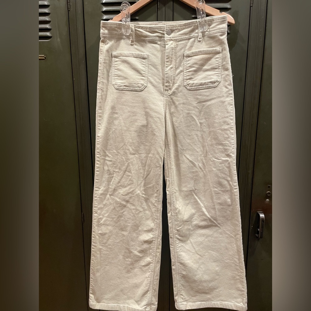 Cream Corduroy Wide legged pants